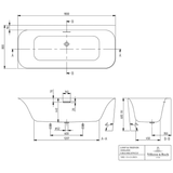 Villeroy & Boch Loop & Friends SQUARE Duo Vorwand-Badewanne, 180 x 80 cm für Eckeinbau links