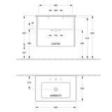 Villeroy & Boch Finero Waschtischunterschrank 80 cm mit Waschtisch, 2 Auszüge