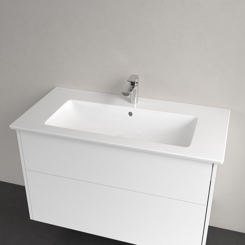 Villeroy & Boch Finero Waschtischunterschrank 100 cm mit Waschtisch und Spiegelschrank, 2 Auszüge