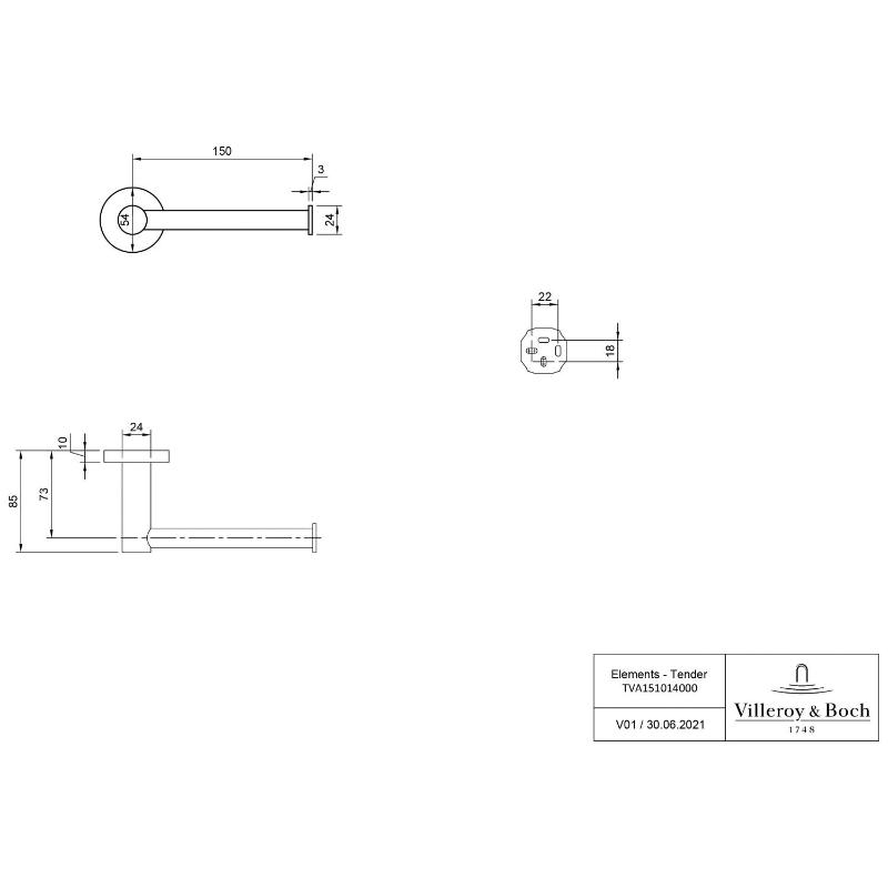 Villeroy & Boch Elements - Tender Toilettenpapierhalter ohne Deckel