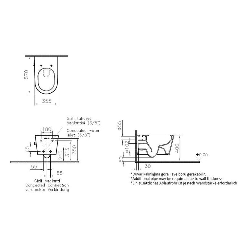 VitrA Options Nest Wand-WC VitrAflush 2.0 mit Bidetfunktion und Armatur