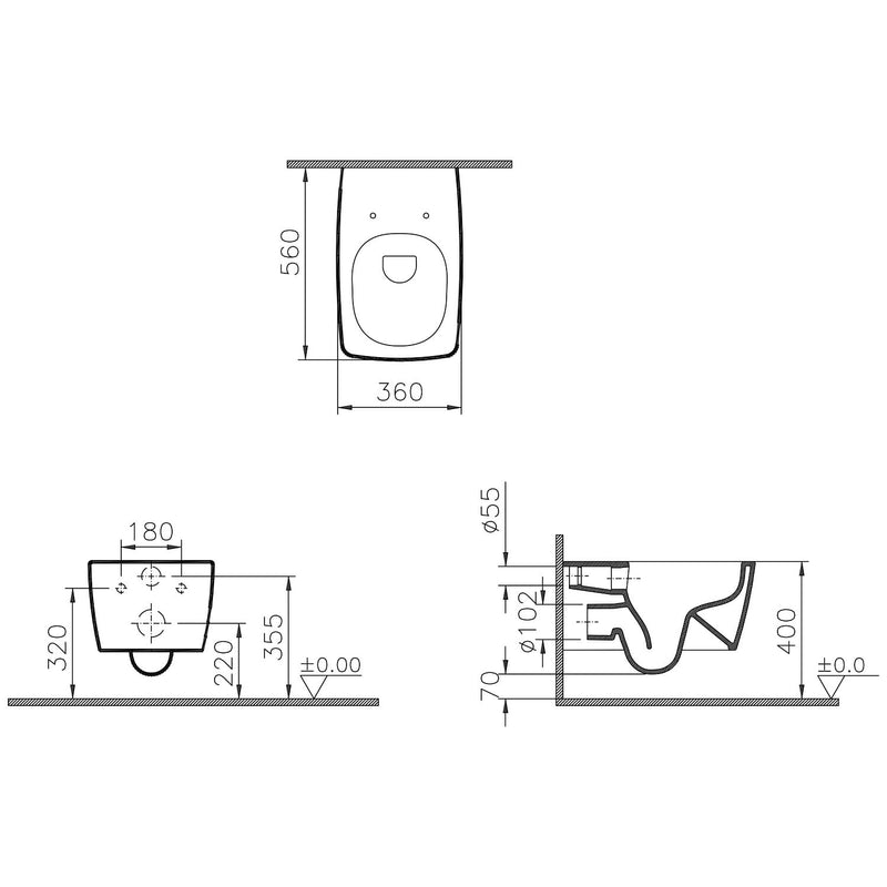 VitrA Metropole Wand-WC VitrAflush 2.0, ohne Spülrand