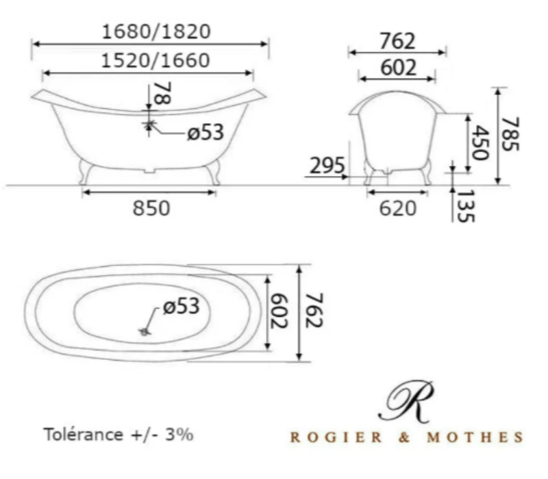 Freistehende Gusseisen Badewanne KINGSTON weiß