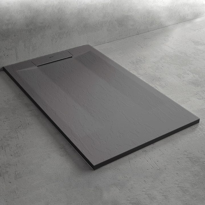 Mineralguss-Duschwanne extra flach SUEZ, Schieferoptik, ANTHRAZIT