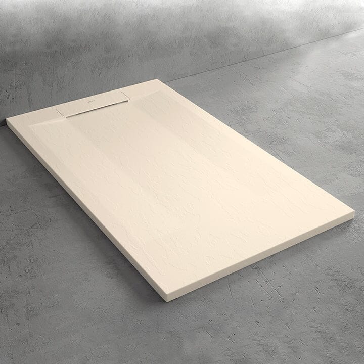 Mineralguss-Duschwanne extra flach SUEZ, Schieferoptik, BEIGE