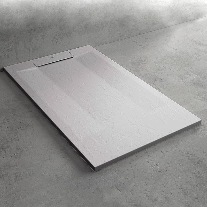 Mineralguss-Duschwanne extra flach SUEZ, Schieferoptik, GRAU