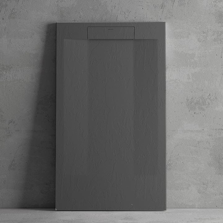 Mineralguss-Duschwanne extra flach SUEZ, Schieferoptik, ANTHRAZIT