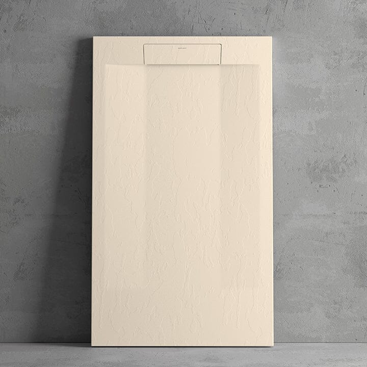 Mineralguss-Duschwanne extra flach SUEZ, Schieferoptik, BEIGE