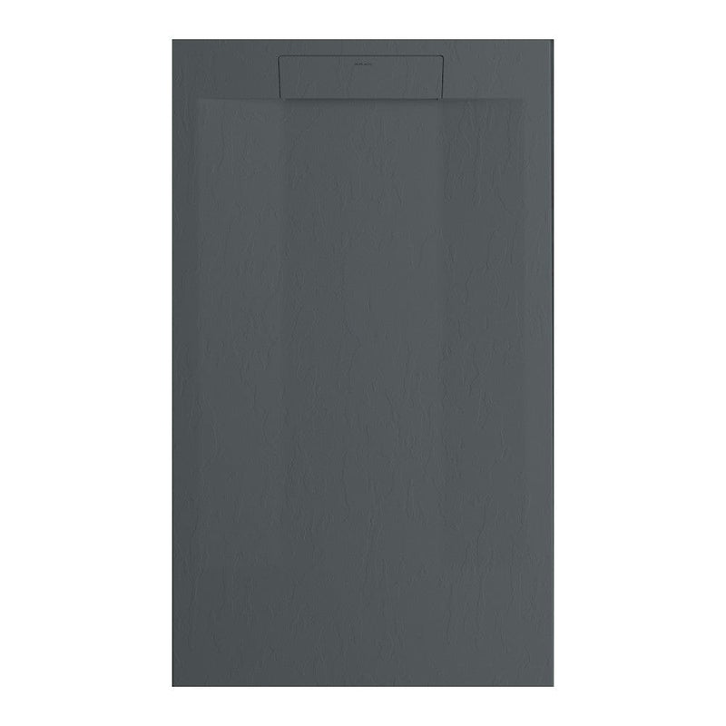 Mineralguss-Duschwanne extra flach SUEZ, Schieferoptik, ANTHRAZIT