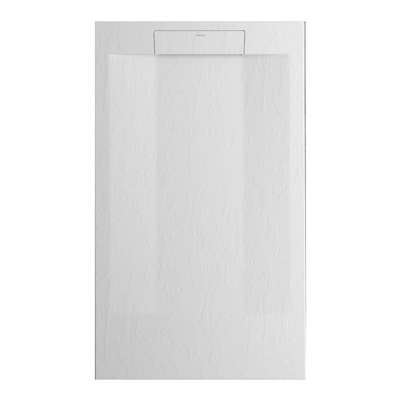 Mineralguss-Duschwanne extra flach SUEZ, Schieferoptik, WEIß