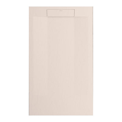 Mineralguss-Duschwanne extra flach SUEZ, Schieferoptik, BEIGE