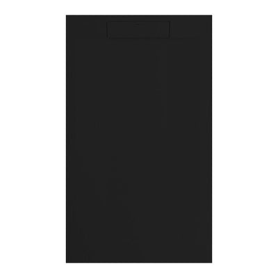 Mineralguss-Duschwanne extra flach SUEZ, Schieferoptik, SCHWARZ