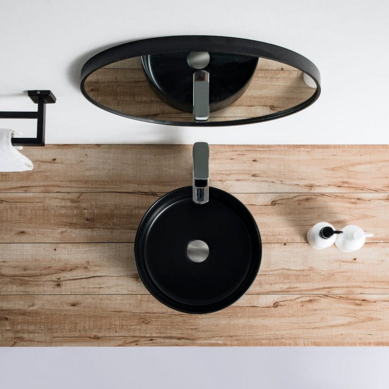 Aufsatzwaschbecken aus glasierter Keramik MENDOZA Ø36 cm, schwarz matt - Welt der Bäder