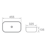 Dimensions Vasque à poser en céramique CUARTO 45,5 x 32,5 cm