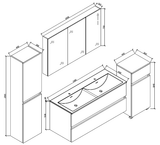 Badschrank, 150 cm, vertikal, montiert, Hochglanz weiß, SIENA - Welt der Bäder