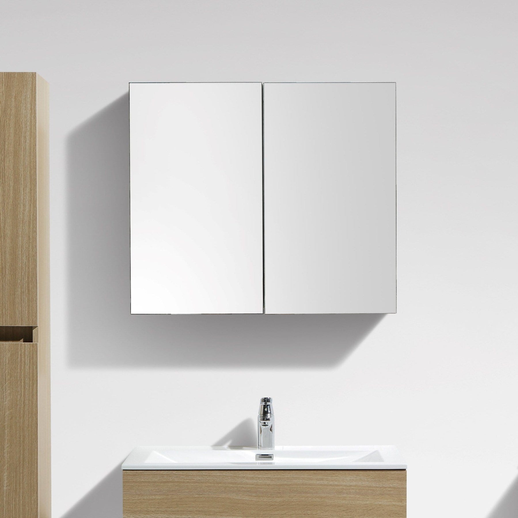 Spiegelschrank Bad, 80 cm, montiert, Eiche hell, SIENA – Welt der Bäder SL
