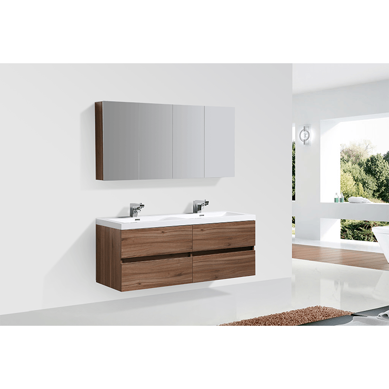 Spiegelschrank Bad, 144 cm, montiert, Nussbaum, SIENA - Welt der Bäder