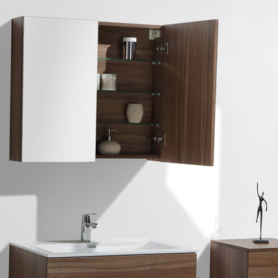 Spiegelschrank Bad, 80 cm, montiert, Nussbaum, SIENA - Welt der Bäder