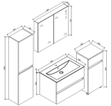 Waschtisch + Unterschrank 80cm, montiert, Nussbaum, SIENA - Welt der Bäder