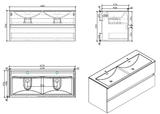 Doppelwaschtisch + Unterschrank 120 cm, montiert, weiß lackiert, SIENA - Welt der Bäder