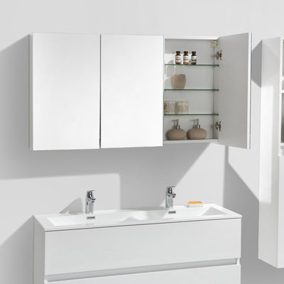 Spiegelschrank Bad, 120 cm, montiert, Hochglanz weiß, SIENA - Welt der Bäder