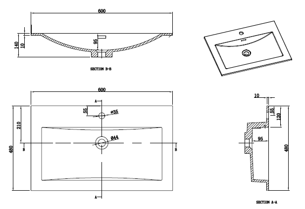 Waschtisch + Unterschrank 60cm, montiert, Eiche hell, SIENA - Welt der Bäder