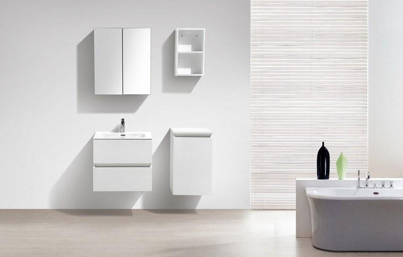 Spiegelschrank Bad, 60 cm, montiert, Hochglanz weiß, SIENA - Welt der Bäder