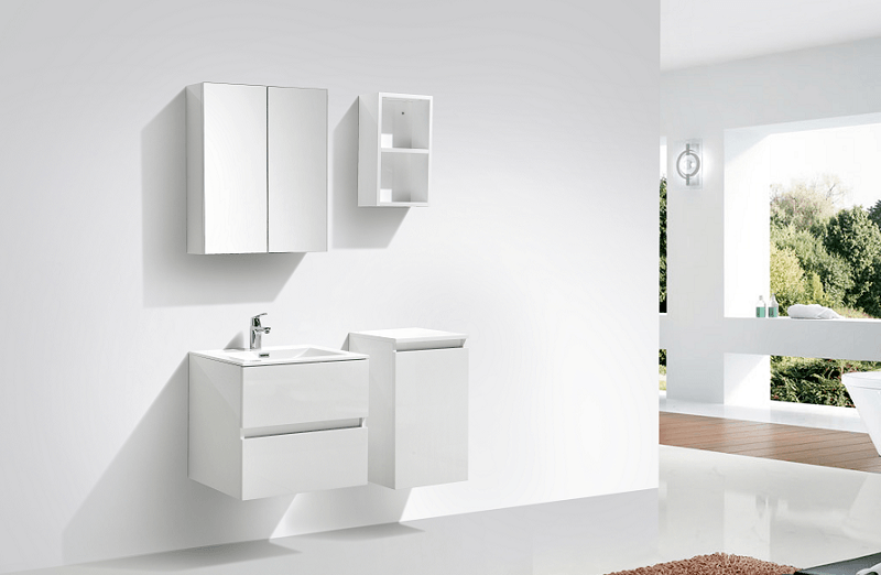 Spiegelschrank Bad, 60 cm, montiert, Hochglanz weiß, SIENA - Welt der Bäder