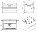 Waschtisch + Unterschrank 80cm, montiert, Nussbaum, SIENA - Welt der Bäder