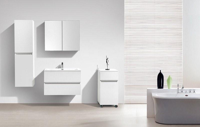 Spiegelschrank Bad, 80 cm, montiert, Hochglanz weiß, SIENA - Welt der Bäder