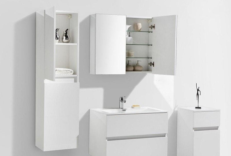 Spiegelschrank Bad, 80 cm, montiert, Hochglanz weiß, SIENA - Welt der Bäder