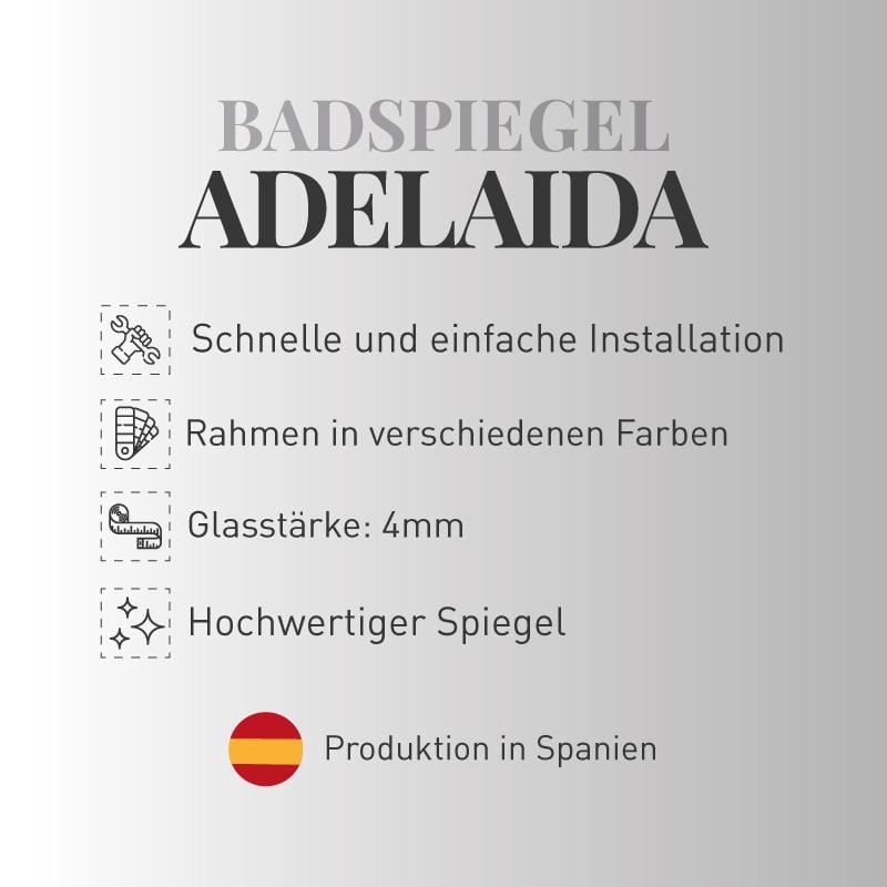 Badspiegel ADELAIDA mit Abstellfläche gebürstetes Gold 50x70 cm