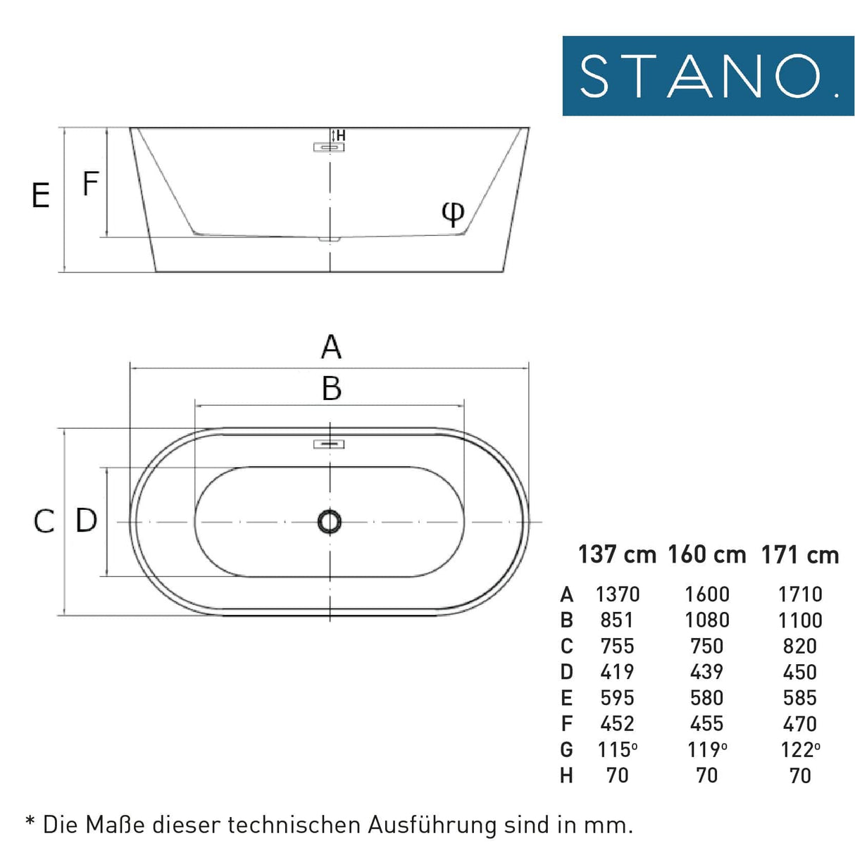 Freistehende Badewanne BERWIN - Welt der Bäder