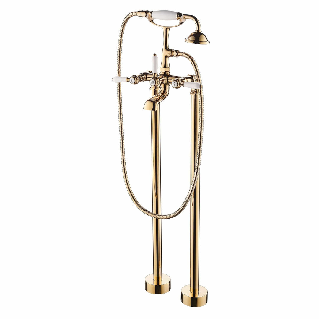 Jabbol JB-8811BN Freistehende Badewannenarmatur – Gebürstetes Nickel, Mit Handsprüher & Brauseschlauch | Aus Messing, Für Wannenmontage