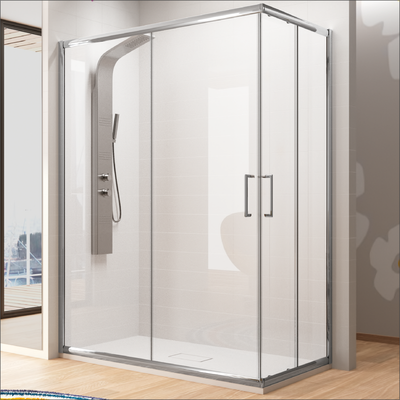 Eckige Duschwand mit 2 Türen BELLA - Glas 6mm