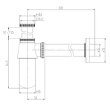 Siphon, verchromtes Messing, für Retro-Waschtische - Welt der Bäder