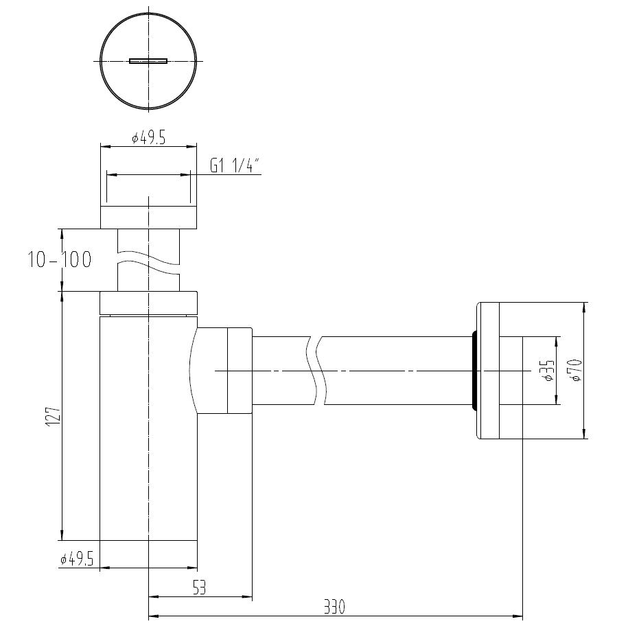 Siphon, verchromtes Messing, für moderne Waschtische - Welt der Bäder