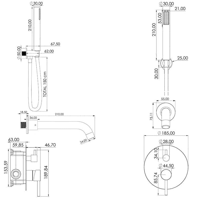 Unterputz-Einhebelmischer für Badewannen, CARLOW chrom - Welt der Bäder