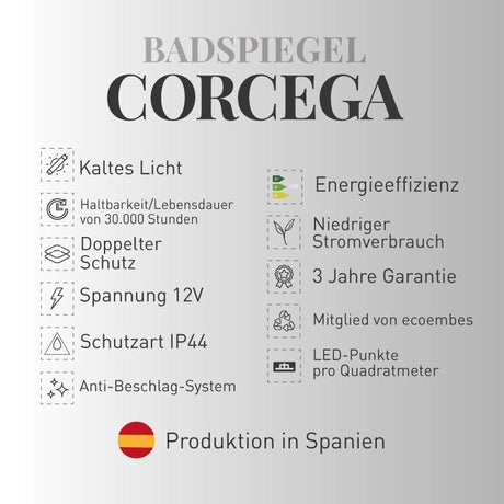 Badspiegel CORCEGA mit integriertem LED-Licht - Welt der Bäder