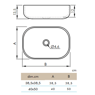 verglastes Keramik-Aufsatzwaschbecken quadratisch oder rechteckig CATANIA - Welt der Bäder