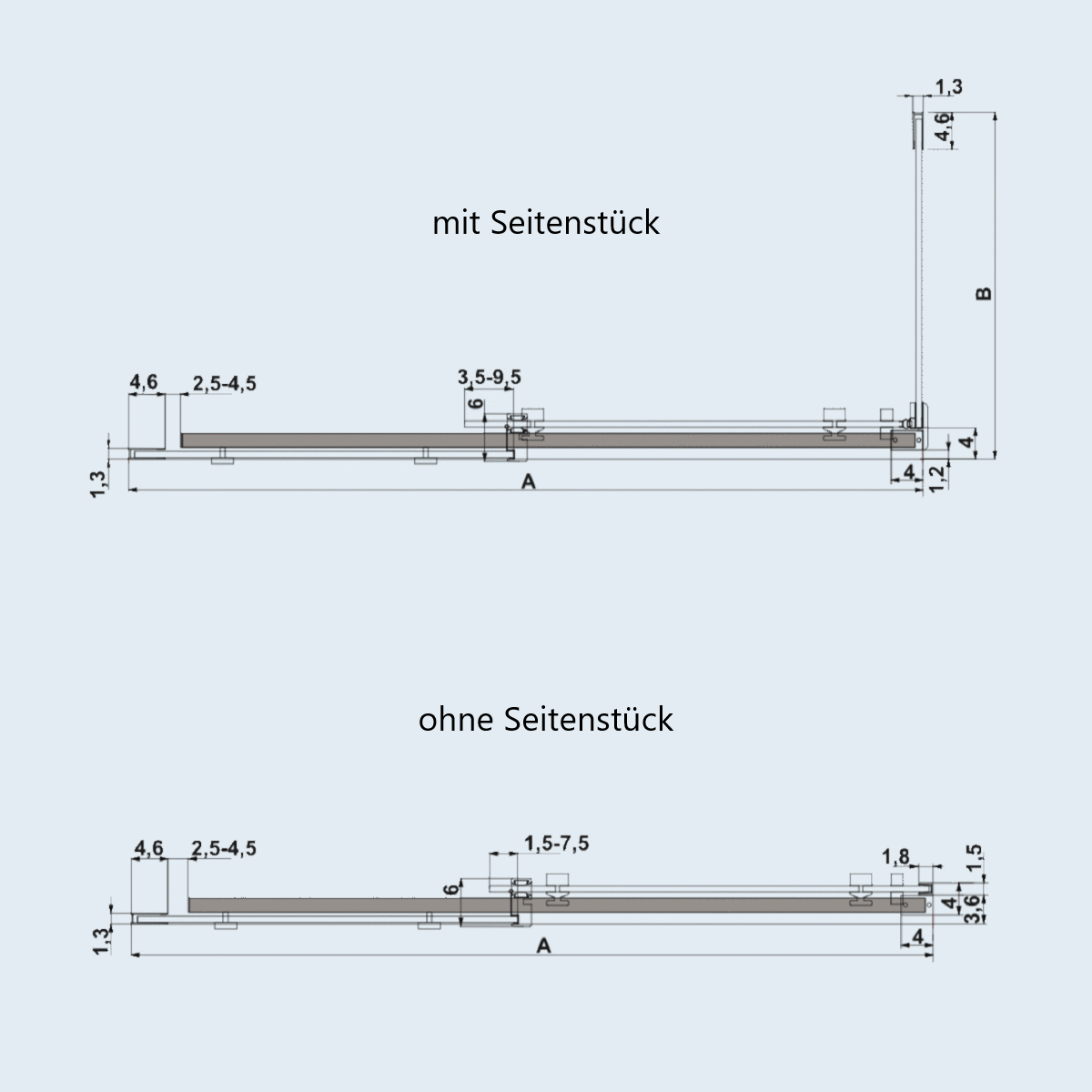 Duschwand mit Schiebetür LUNA mit Sichtschutz - Glas 8mm