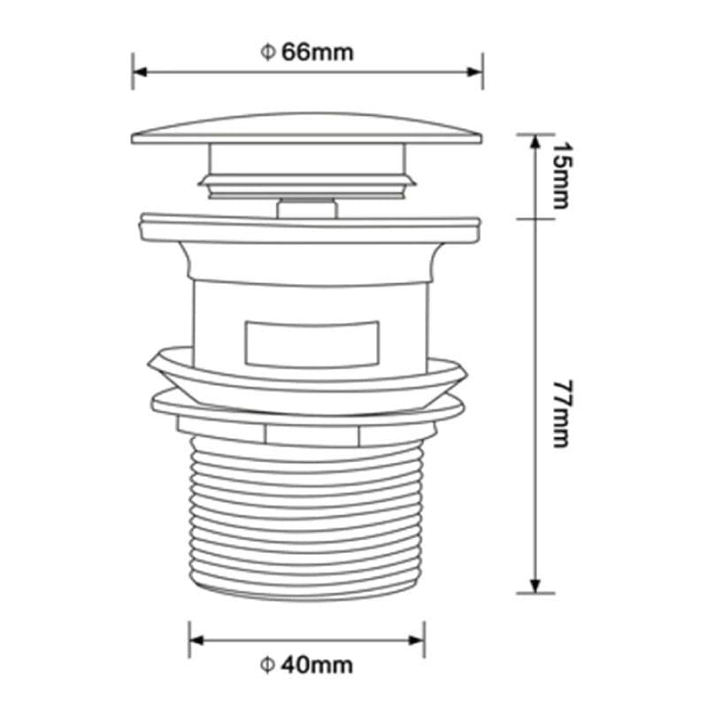 Válvula lavabo MALVINAS negra. Dibujo técnico