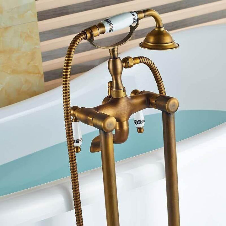 Blue Water RET-BB.040 Retro Bidetarmatur – Old Gold, 2 Regler, Keramikkartusche, Flexibler Anschluss