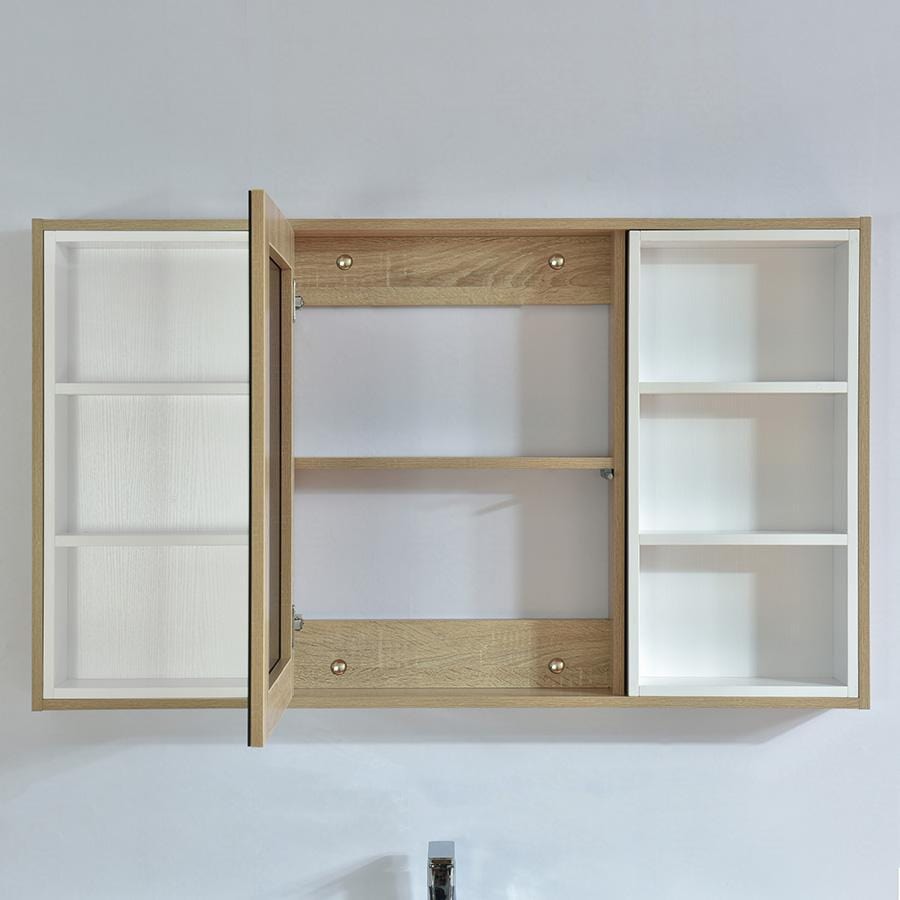 Designer Spiegelschrank mit Melamin Eiche Finish FRAME 120 cm - Welt der Bäder