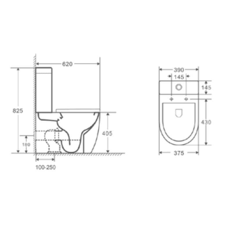 Modernes Stand-WC, Keramik, GENOVA, niedriger Spülkasten - Welt der Bäder