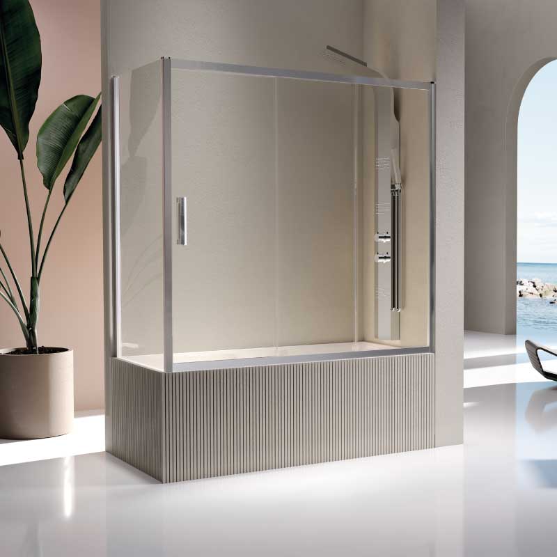 Frontal de ducha + 2 Puertas correderas KAAROL perfil cromado - Entorno Baño