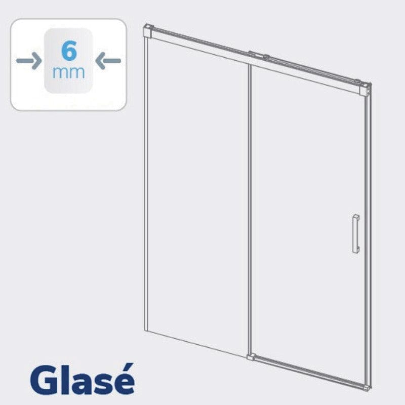 Duschwand mit Schiebetür GLASÉ weiß - Glas 8/6 mm - Welt der Bäder