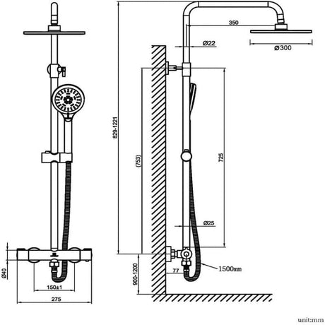 Thermostatische Duschsäule BOSSA, chrom - Welt der Bäder