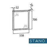 Packung mit 2 rechteckigen NEO-Spiegeln 56x70cm mit mattschwarzem Rahmen. Dibujo técnico