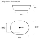 Aufsatzwaschbecken aus Keramik, AKUMAL 48 - Welt der Bäder_Dibujo Tecnico